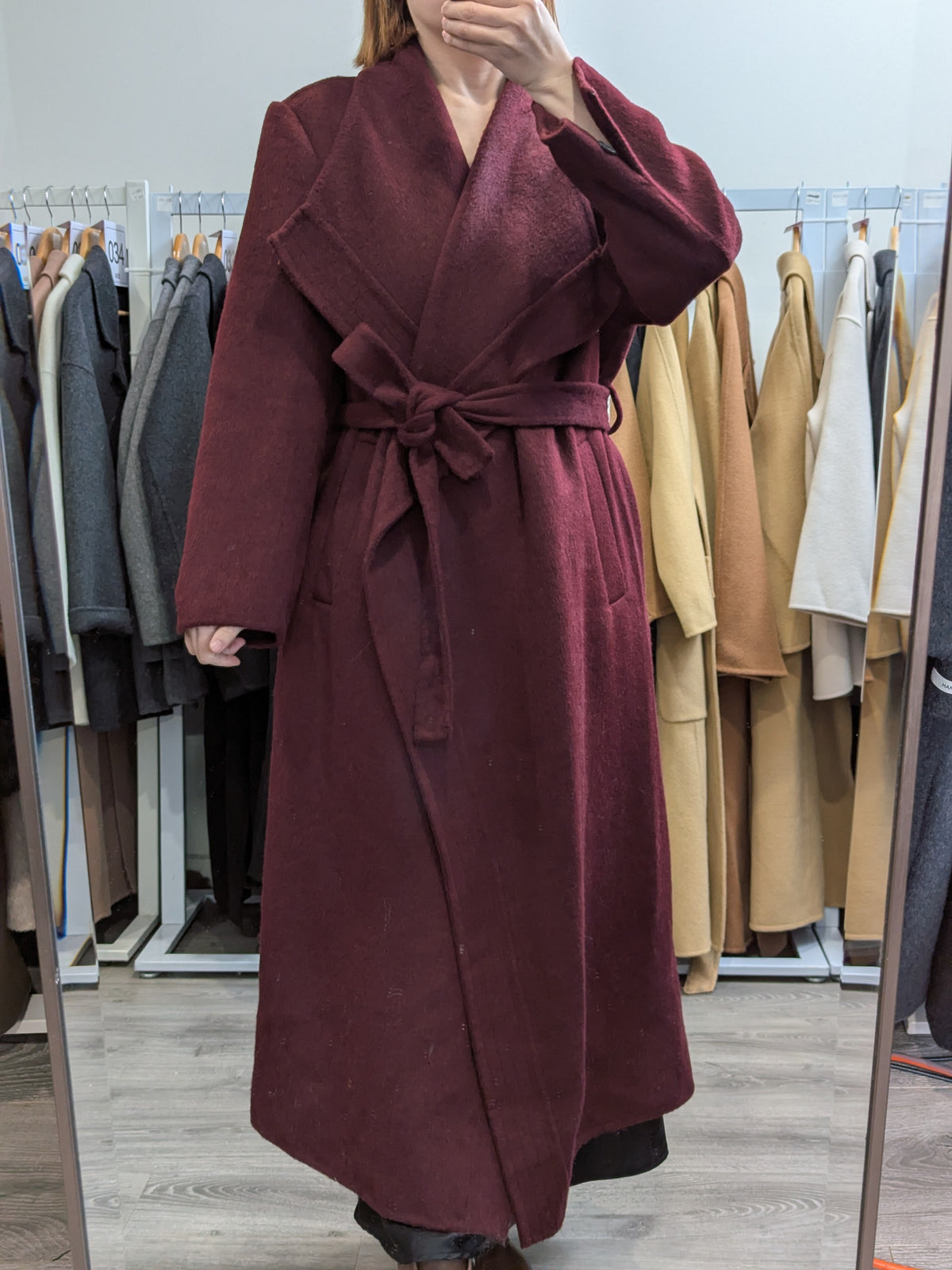293 70% Wool Coat Burgundy S 10-12 M 12-14