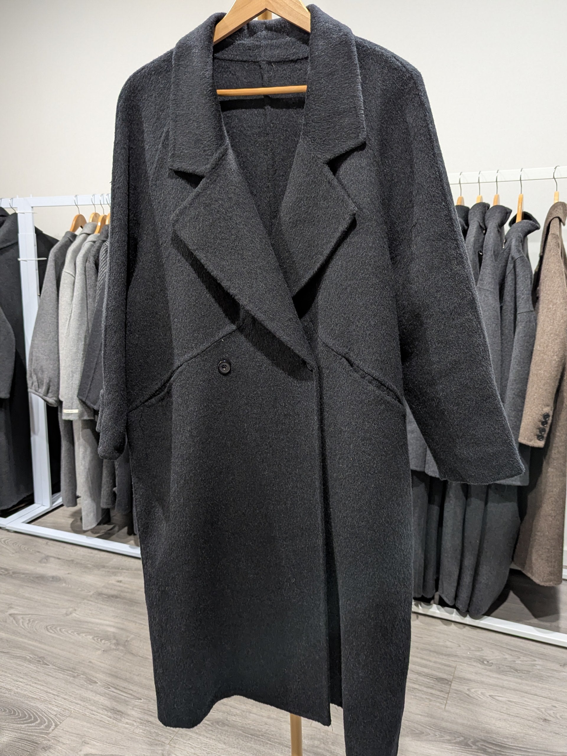 148 70% Wool Coat Charcoal S 10-14
