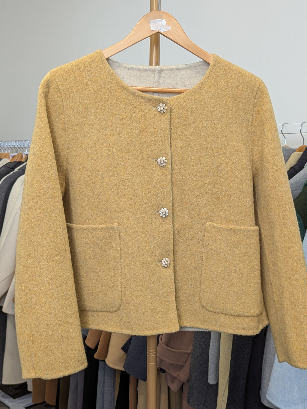 061 70% Wool Coat Yellow M 10-12