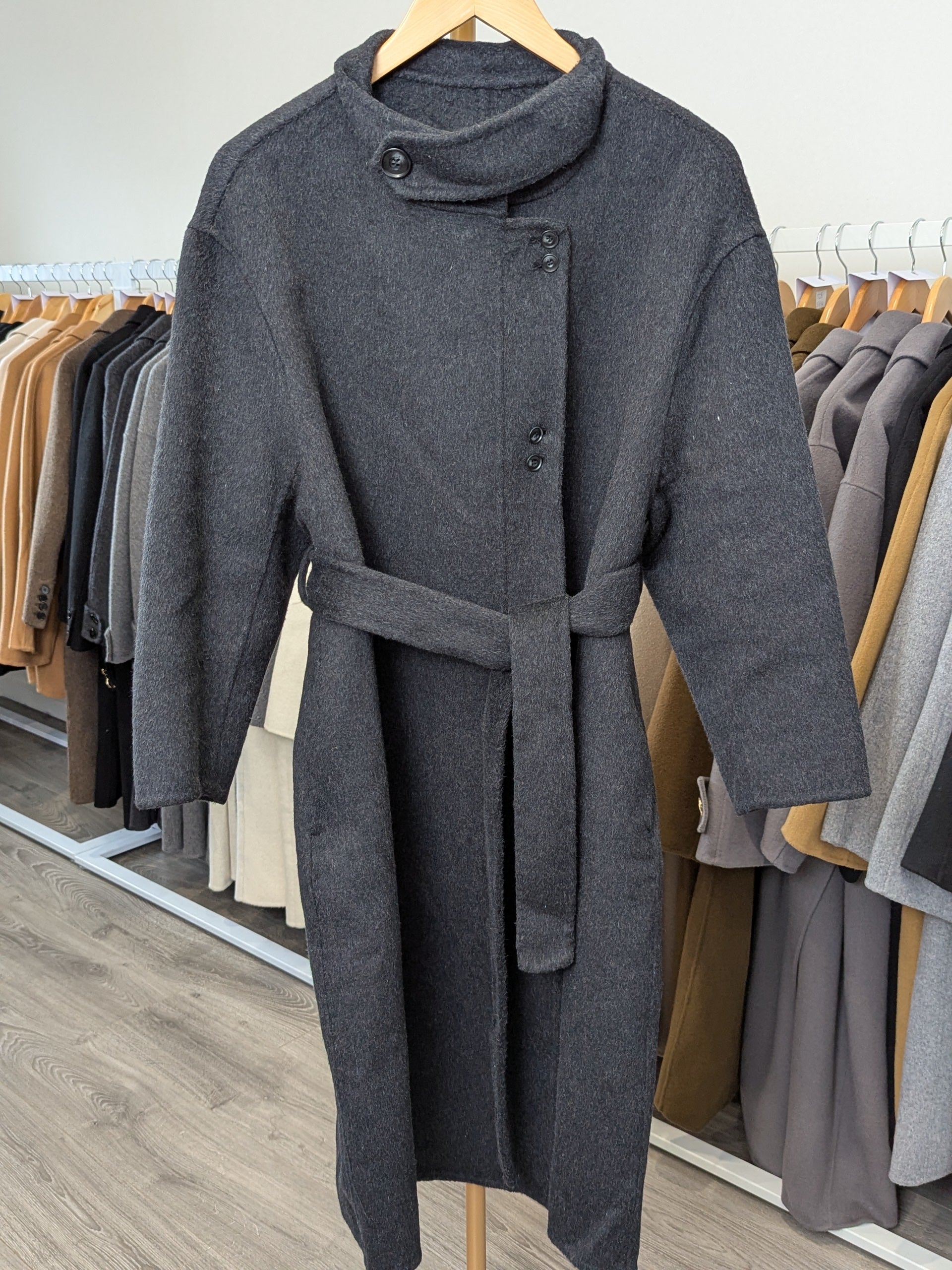 134 70% Wool Coat Charcoal