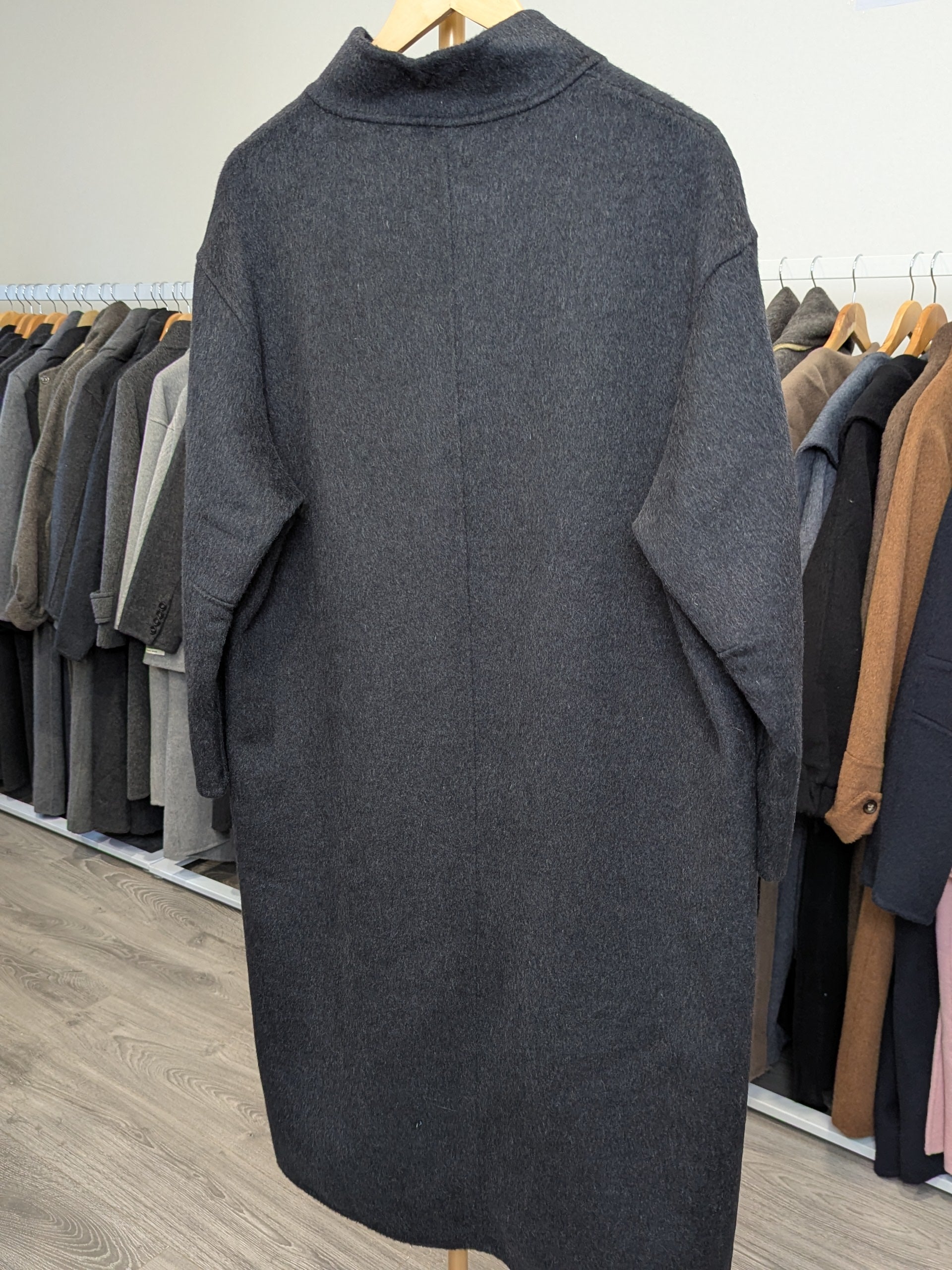 180 100% Wool Coat Charcoal M 10-14