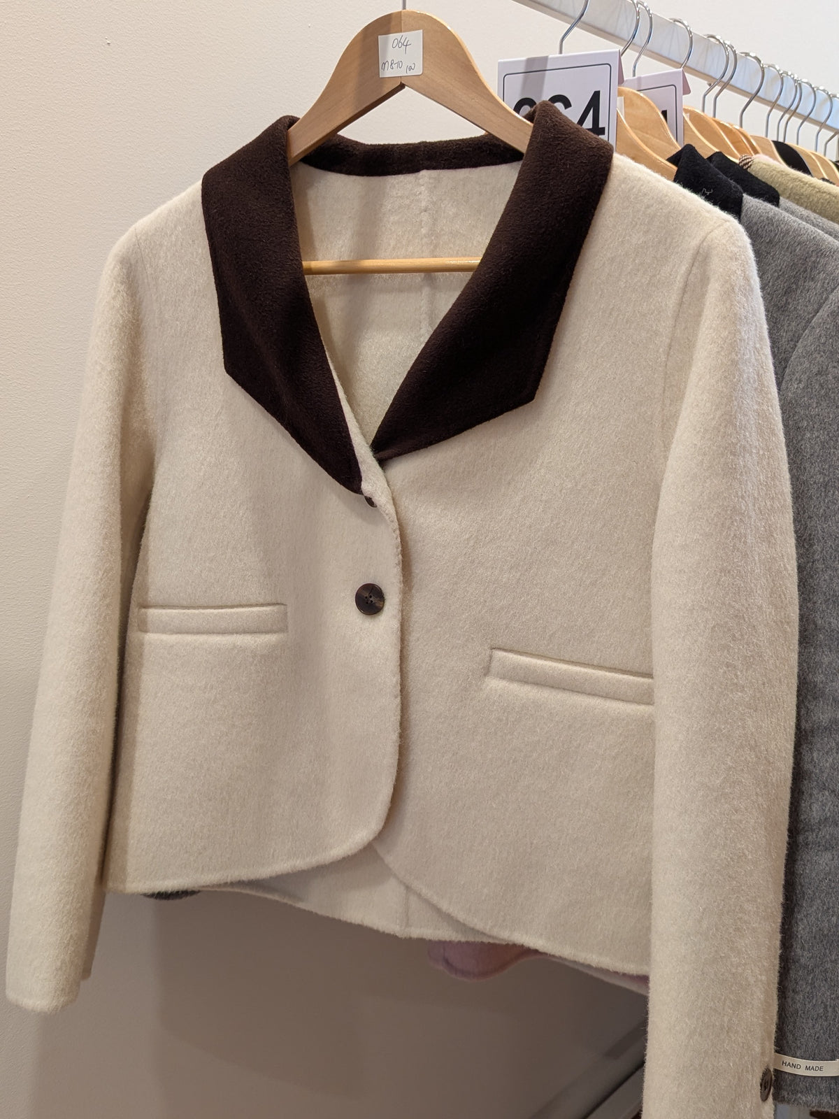 064 100% Wool Coat Cream M 8-10