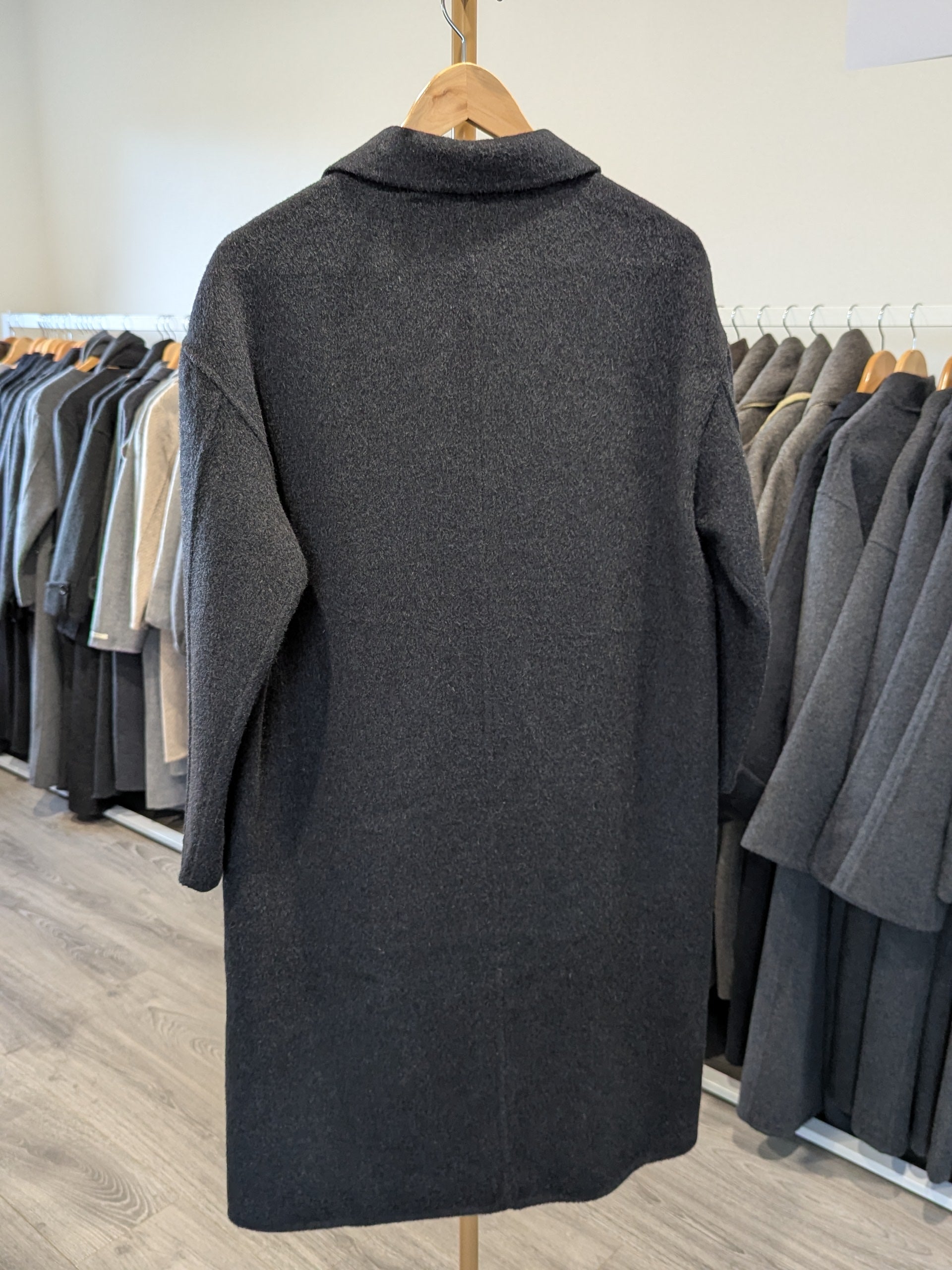 167 70% Wool Coat Charcoal S 6-10