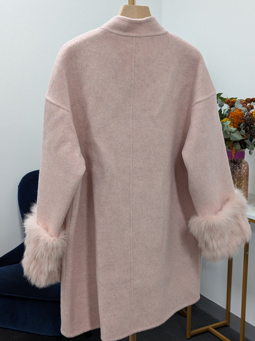 Women's Fur Collar Wool Coats Try-On Available 230 Size S8-12 90% Wool 10% Tencel