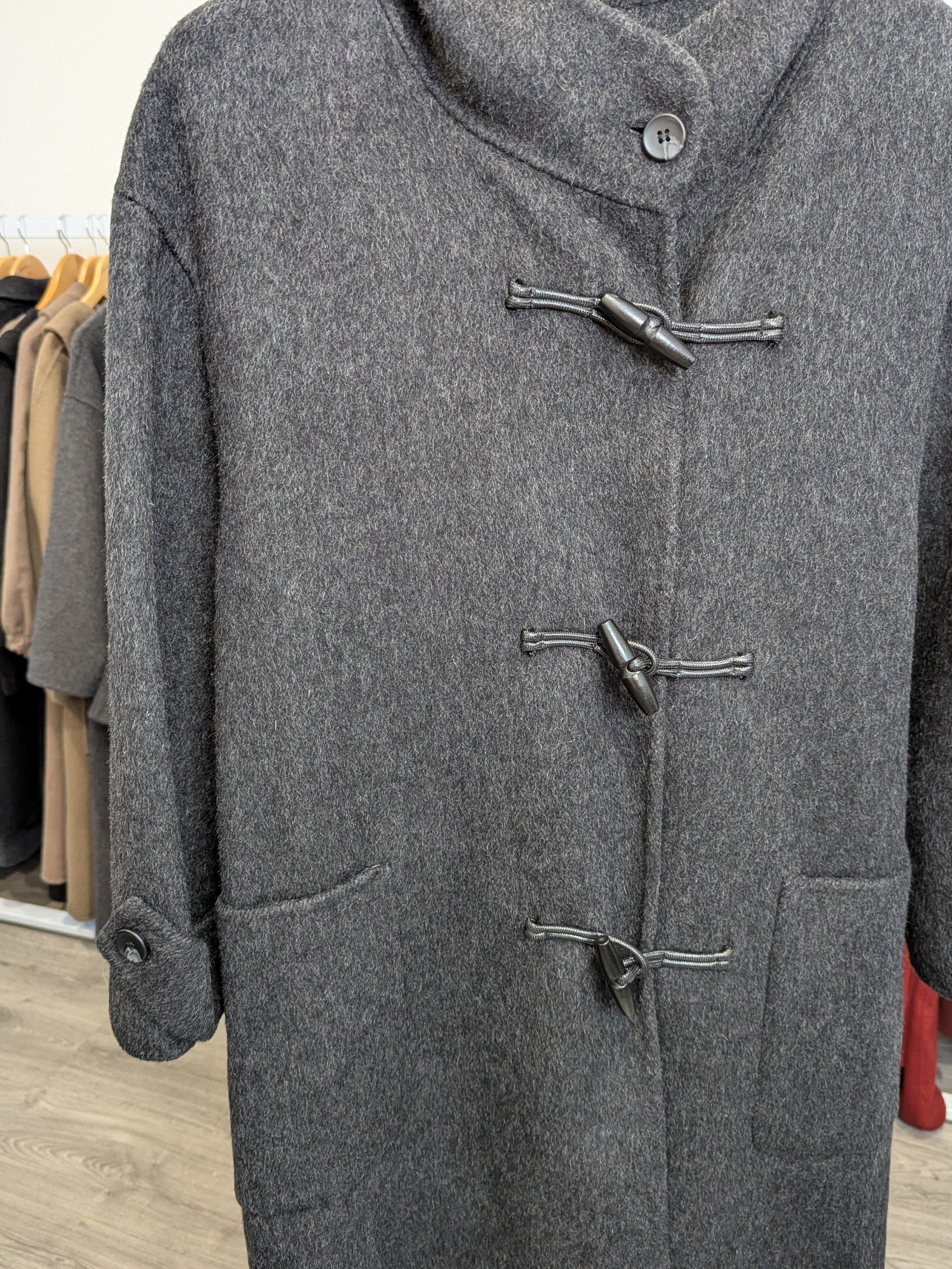 175 100% Wool Coat Charcoal S 10-16