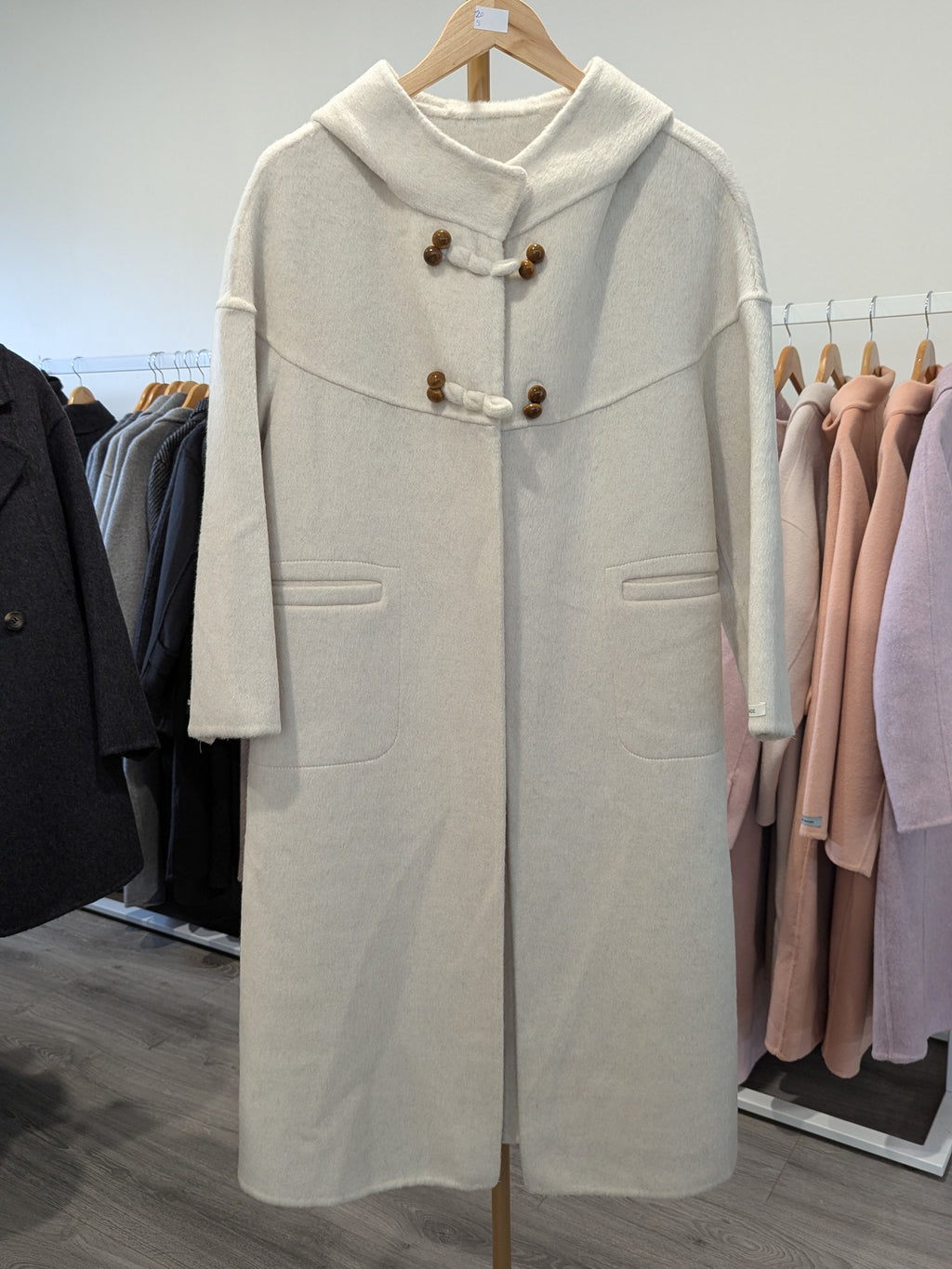 124 100% Wool Coat Cream S 8-12