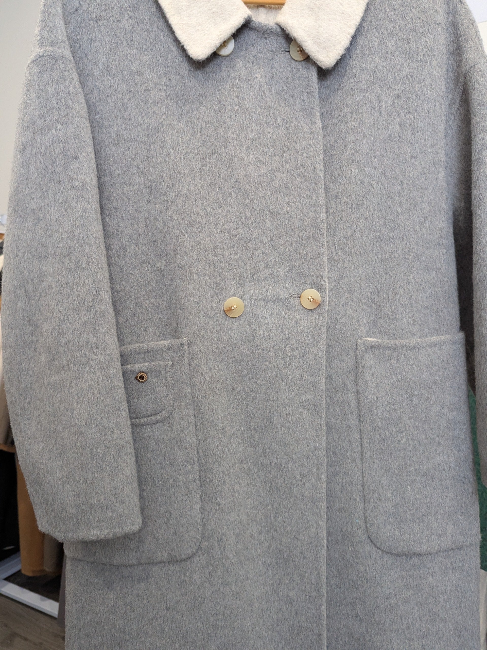 229 90% Wool Coat Grey S 10-14