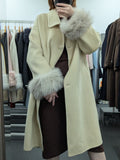Women's Fur Collar Wool Coats Try-On Available 236 Size S8-10 72% Wool
