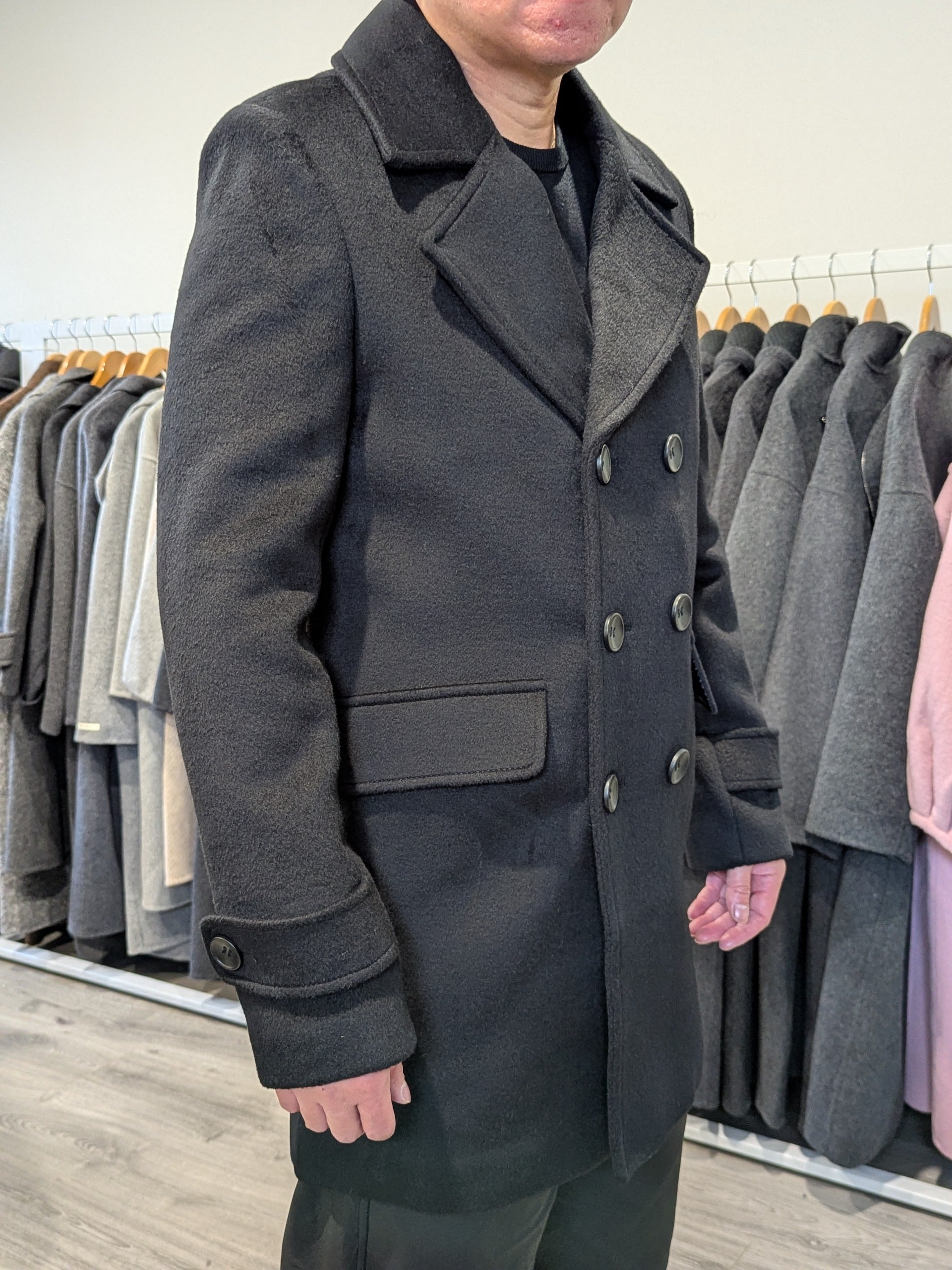 019 Men's 51% Wool Coats Black Grey Tan