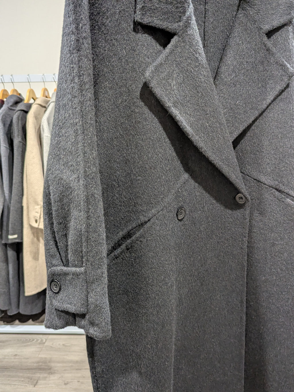 148 70% Wool Coat Charcoal S 10-14
