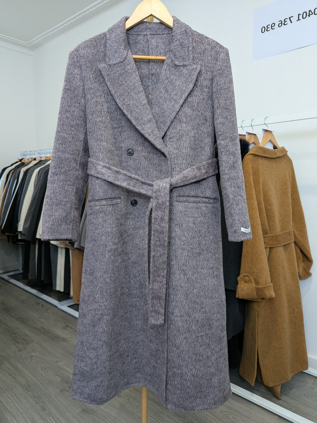 209 70% Wool Coat Purple Grey S 12-14