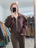 223 68% Wool Coat Chocolate M 10-14
