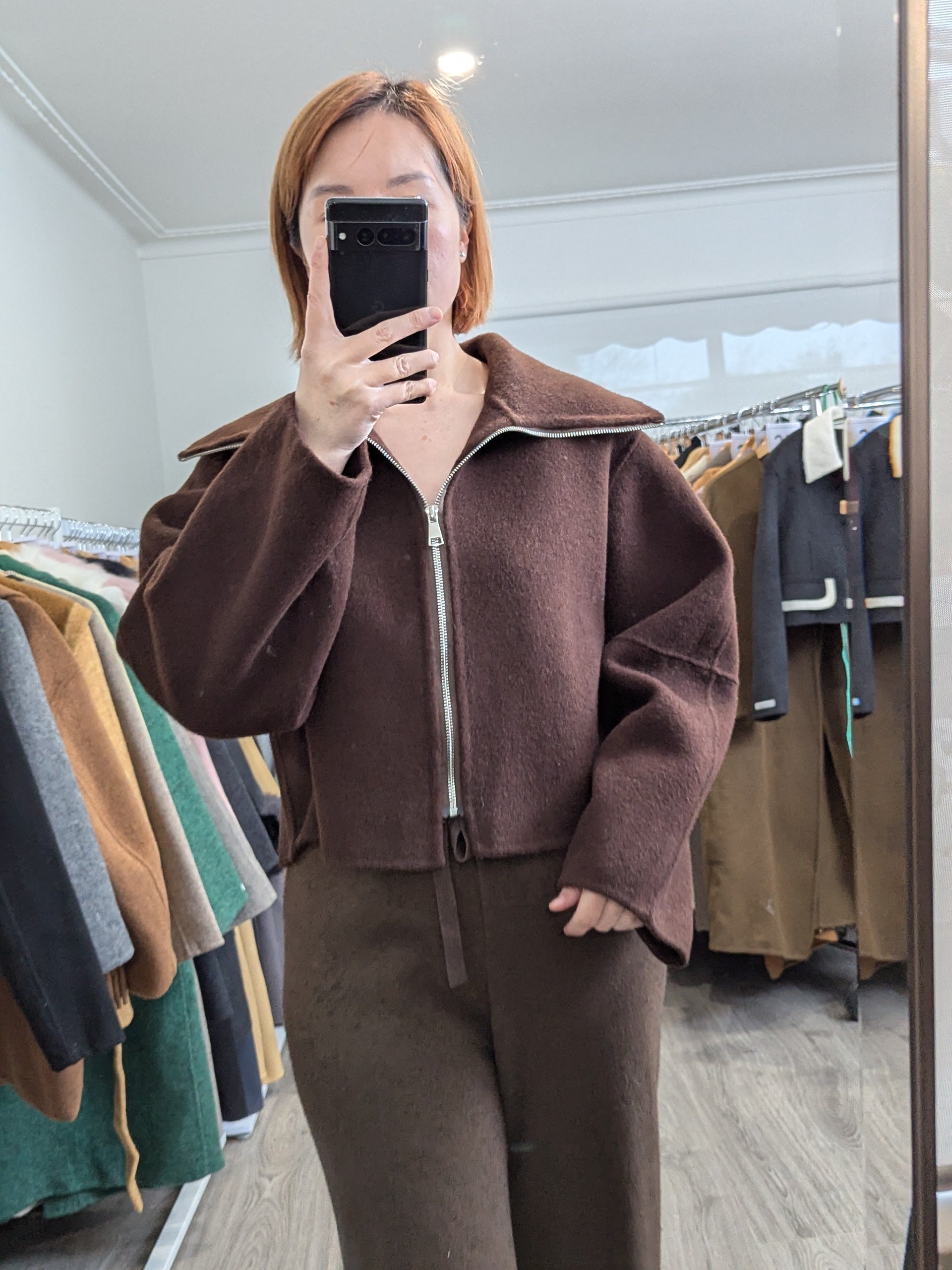 223 68% Wool Coat Chocolate M 10-14