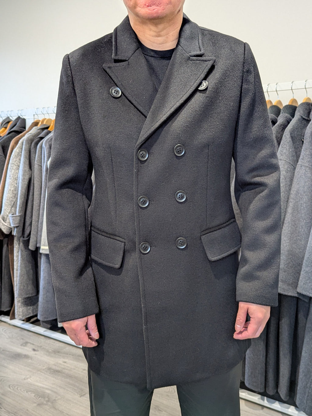 018 Men's 51% Wool Coats Black Grey Tan