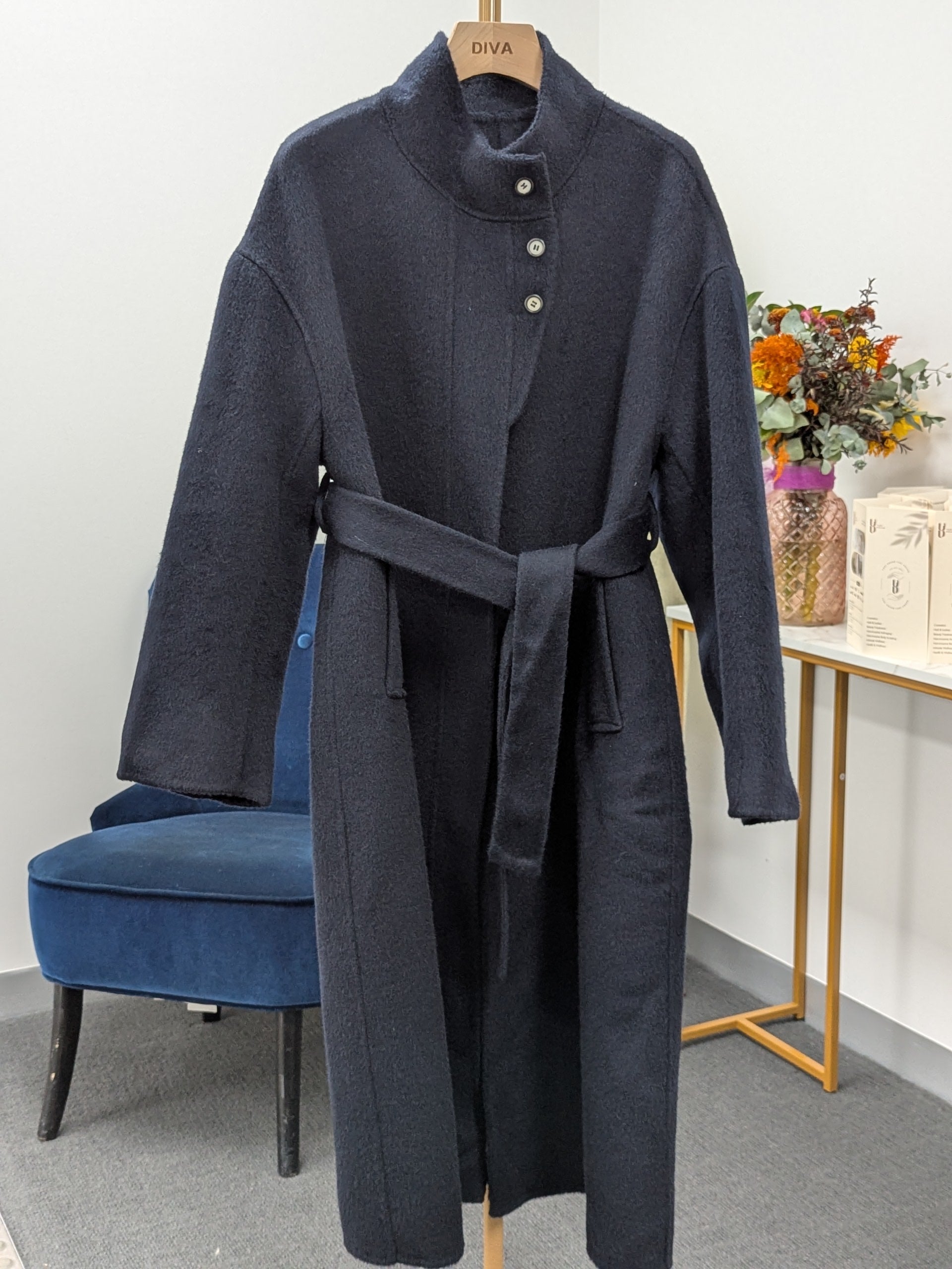 Navy Women's Pure Wool Coats Try-On Available 216 S8-12 100% Wool