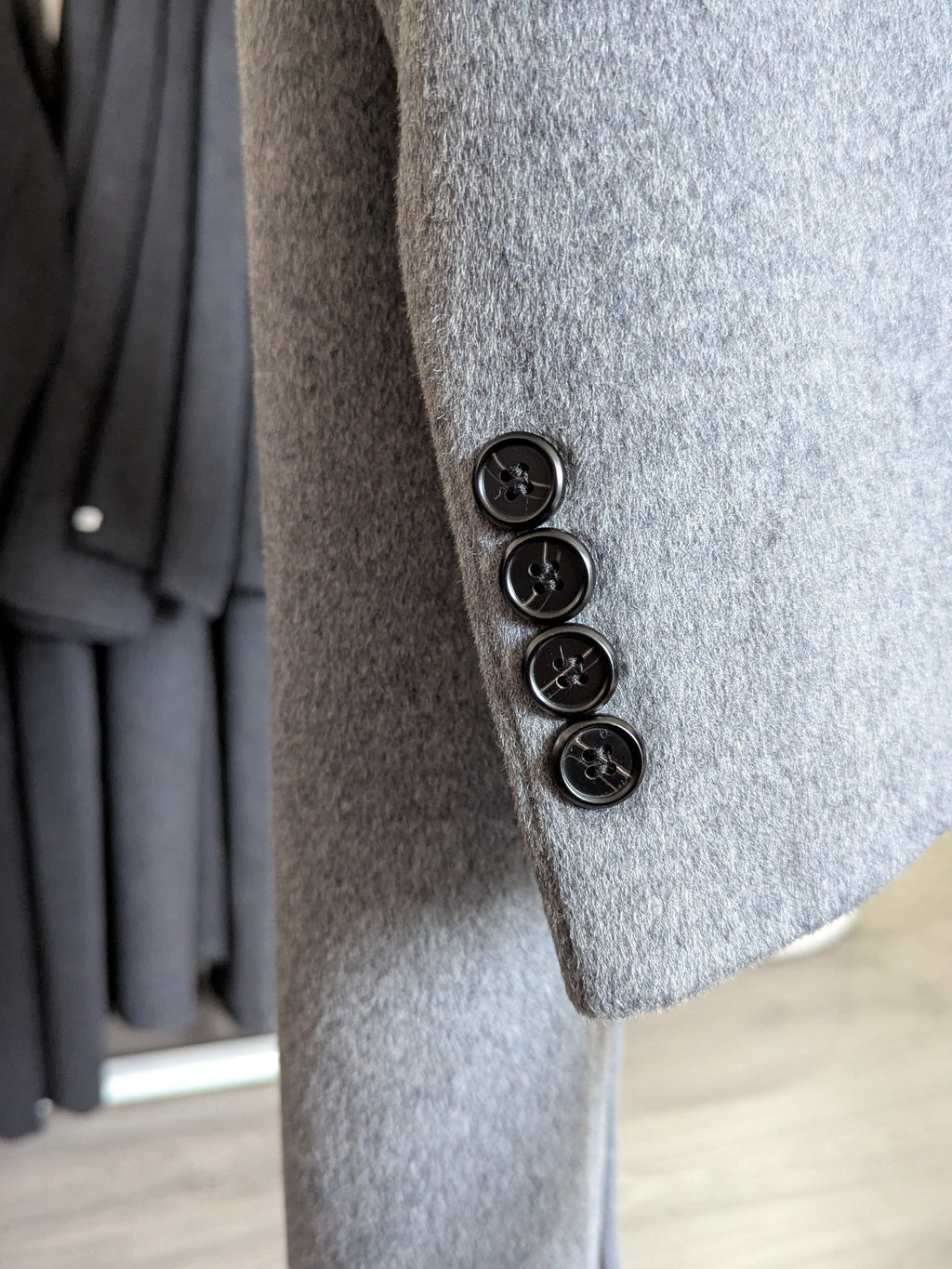 023 Long Men's 50% Wool Coats Black Grey