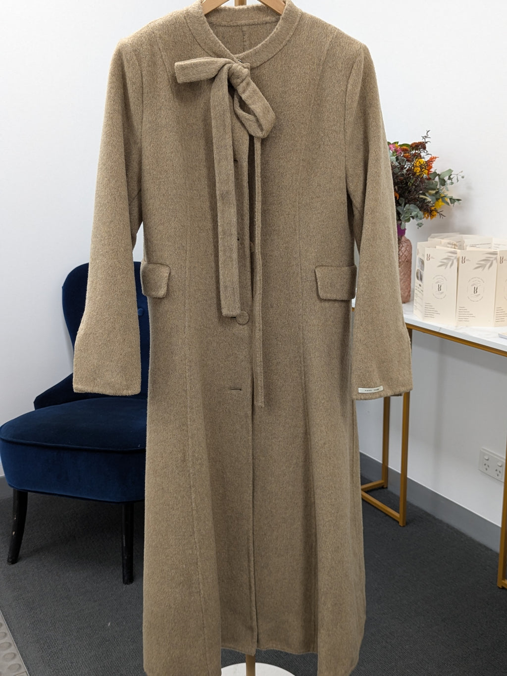 Dress-style coat Pure Wool Coat High Quality Wool 148 Beige Brown