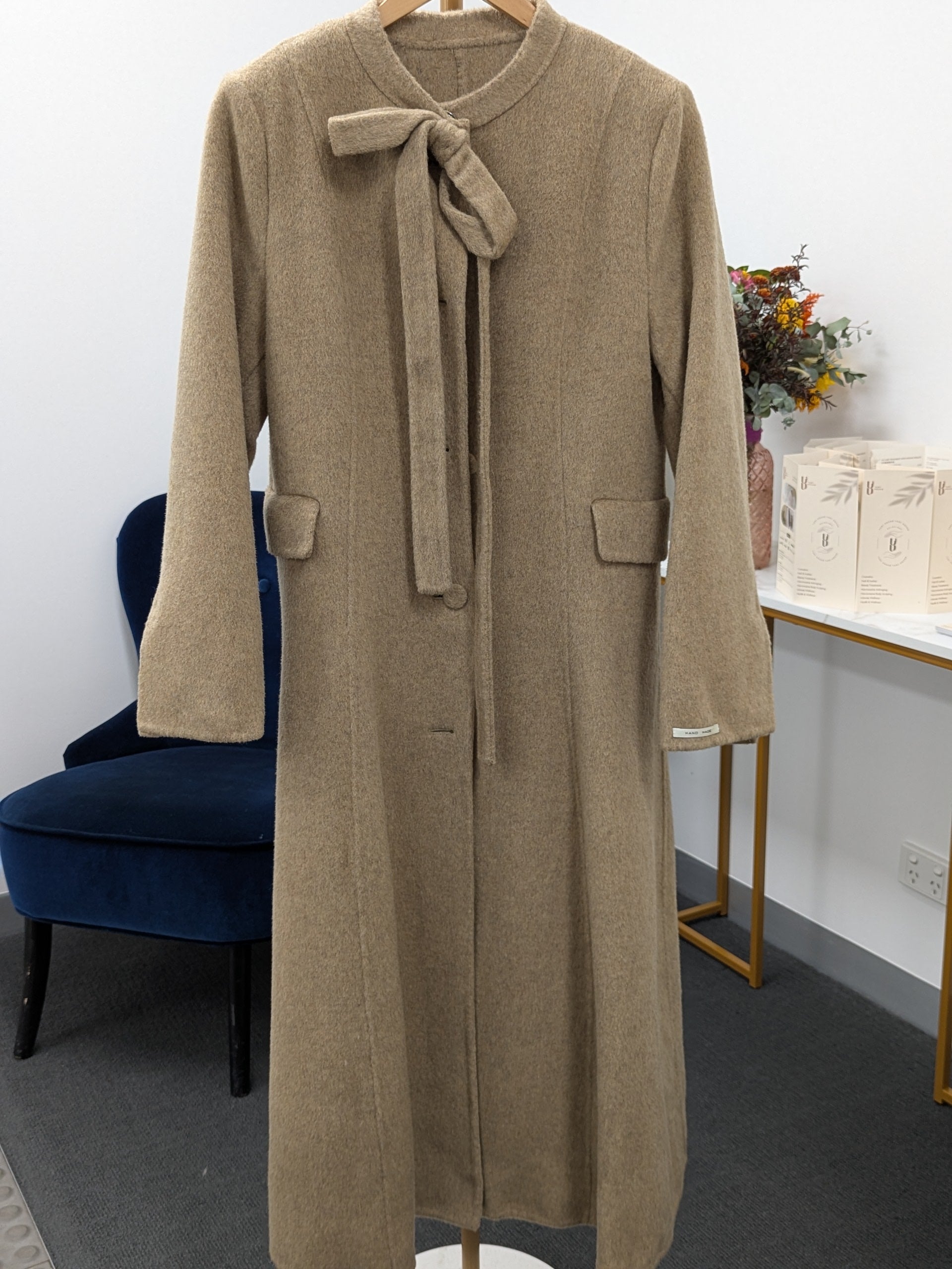 Dress-style coat Pure Wool Coat High Quality Wool 148 Beige Brown