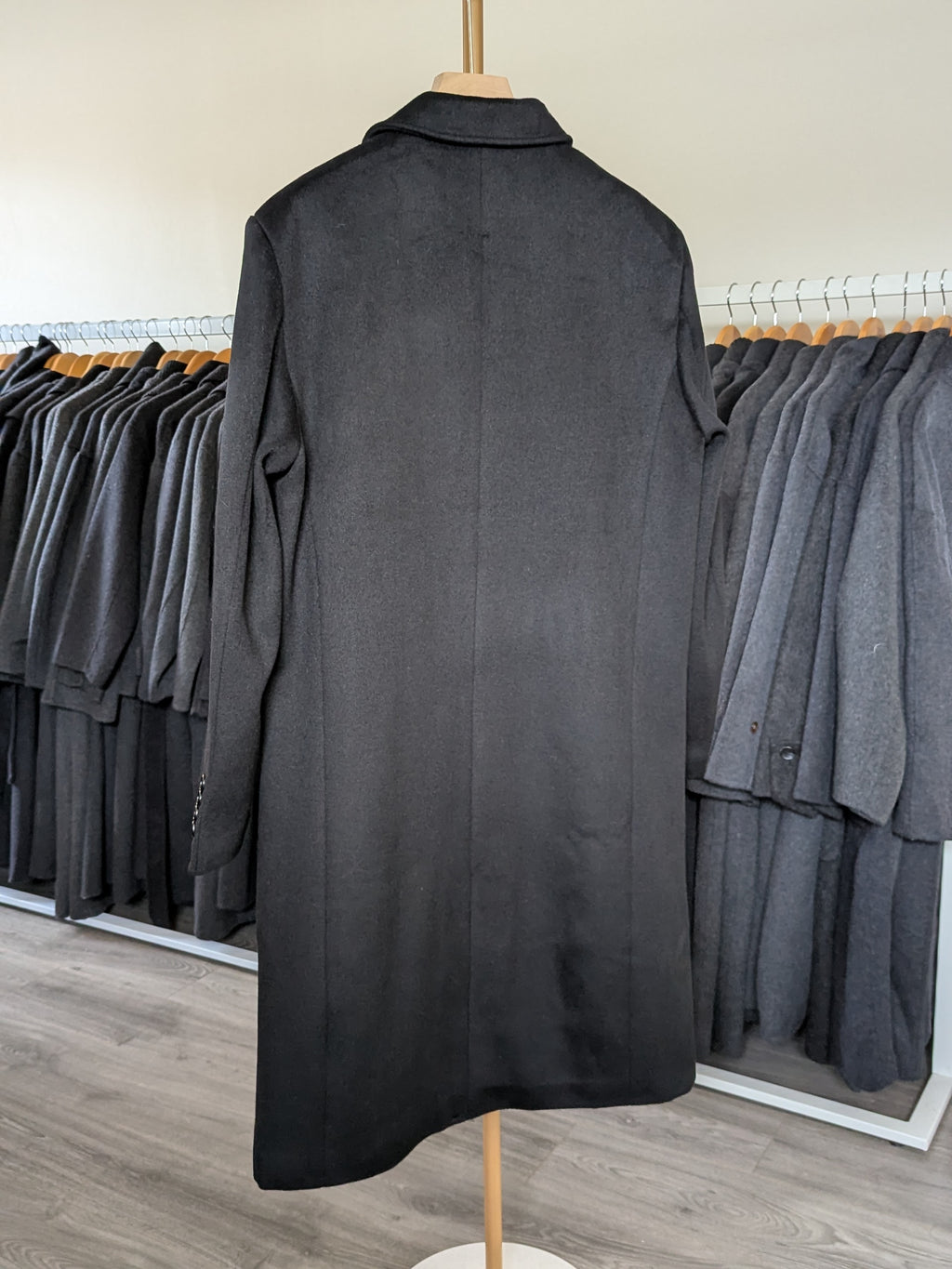 023 Long Men's 50% Wool Coats Black Grey