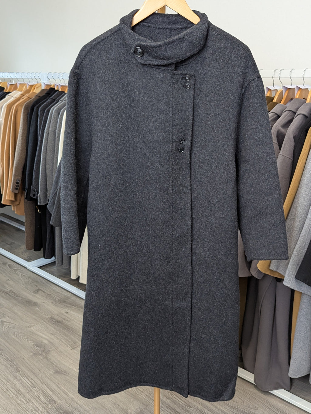 134 70% Wool Coat Charcoal