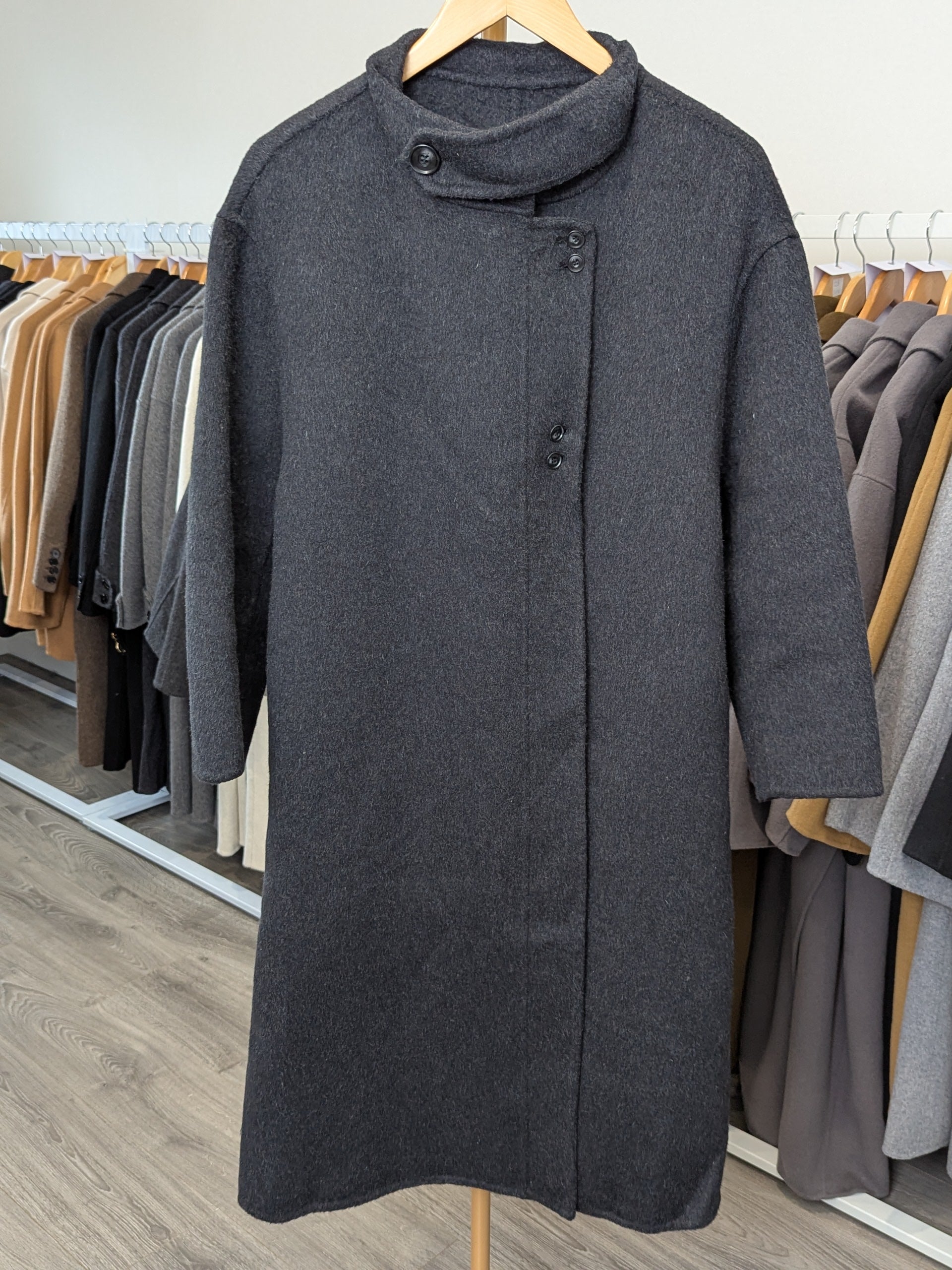134 70% Wool Coat Charcoal