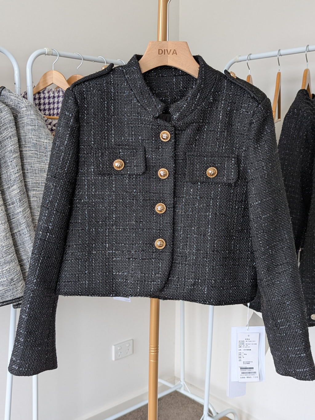 Goose Down Tweed Jacket 138 Size 8-10