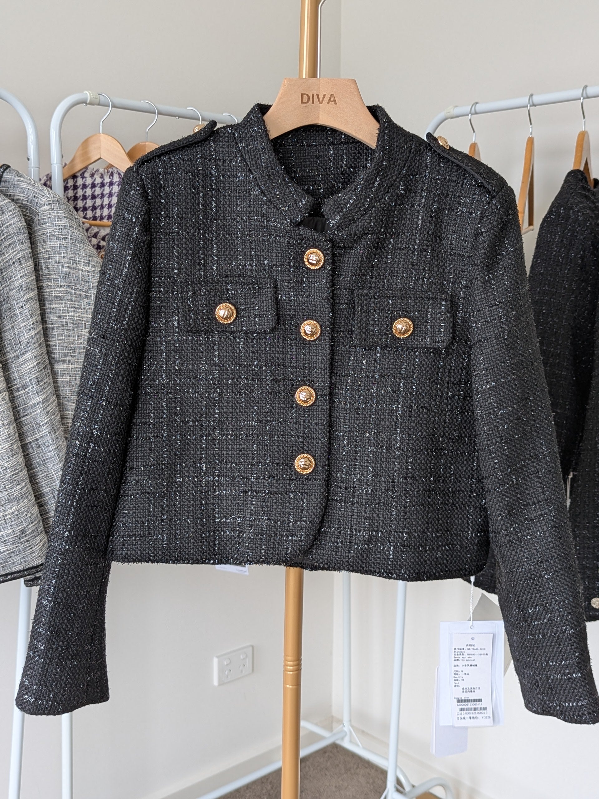 Goose Down Tweed Jacket 138 Size 8-10