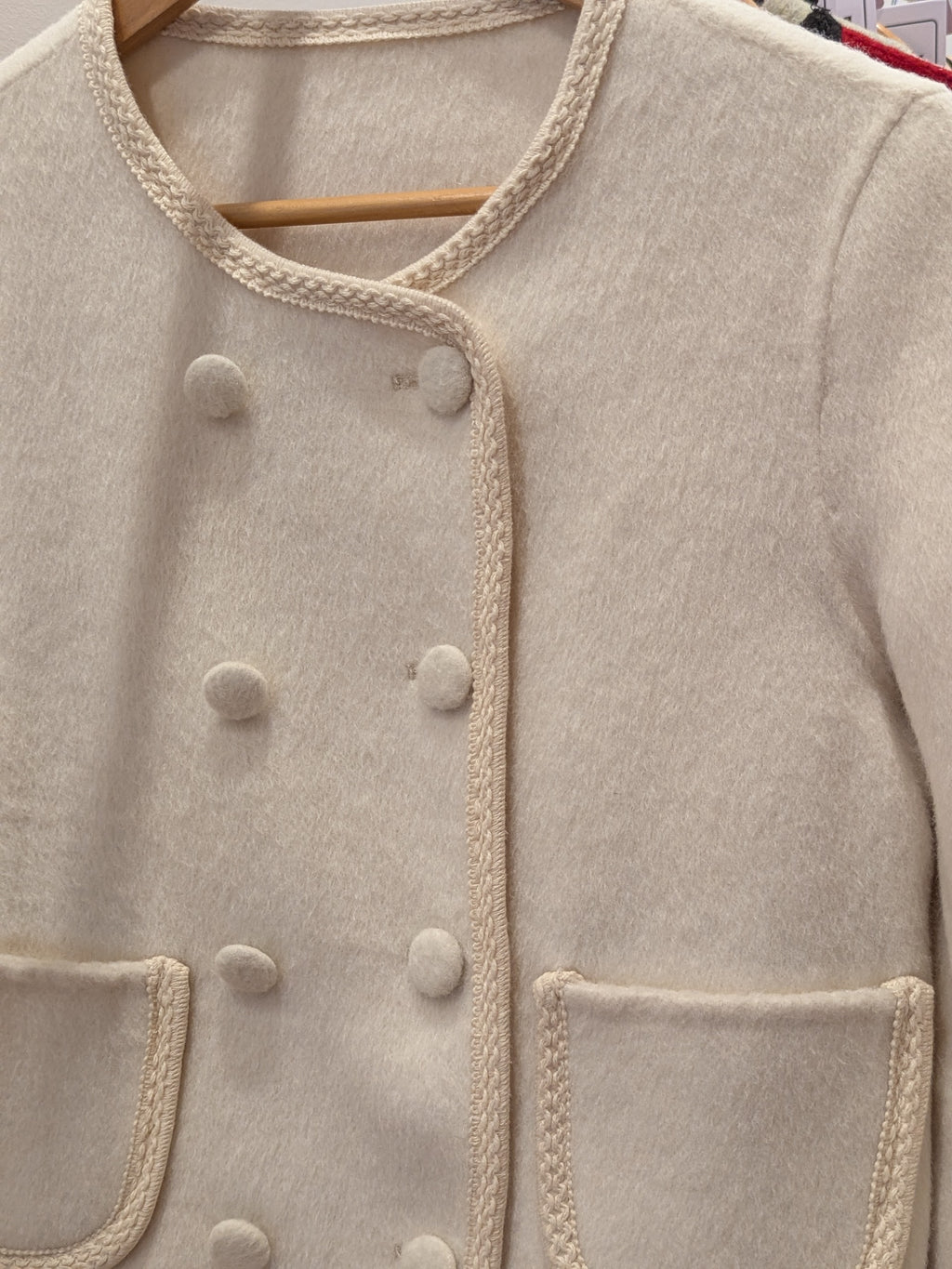 072 90% Wool Coat Cream S 8-10