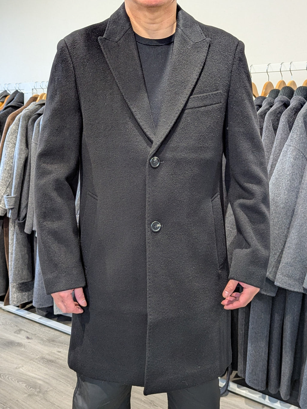 022 Men's 100% Wool Coats Black Brown