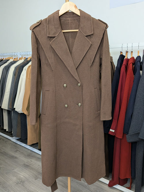 014 100% Wool Coat Chocolate Brown S 4-6 L 10-12