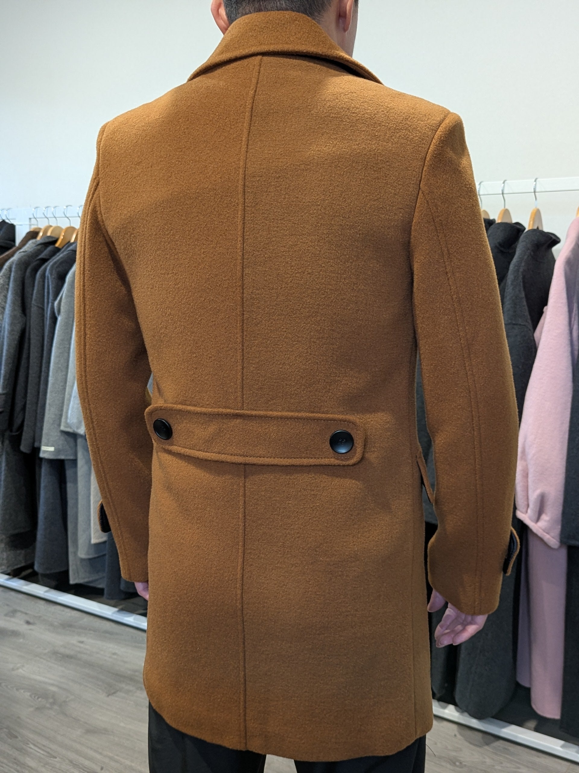 019 Men's 51% Wool Coats Black Grey Tan