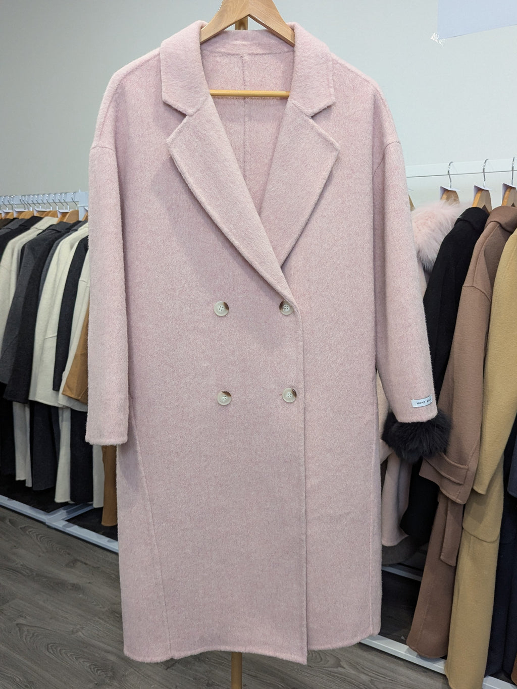 146 100% Wool Coat Black Pink