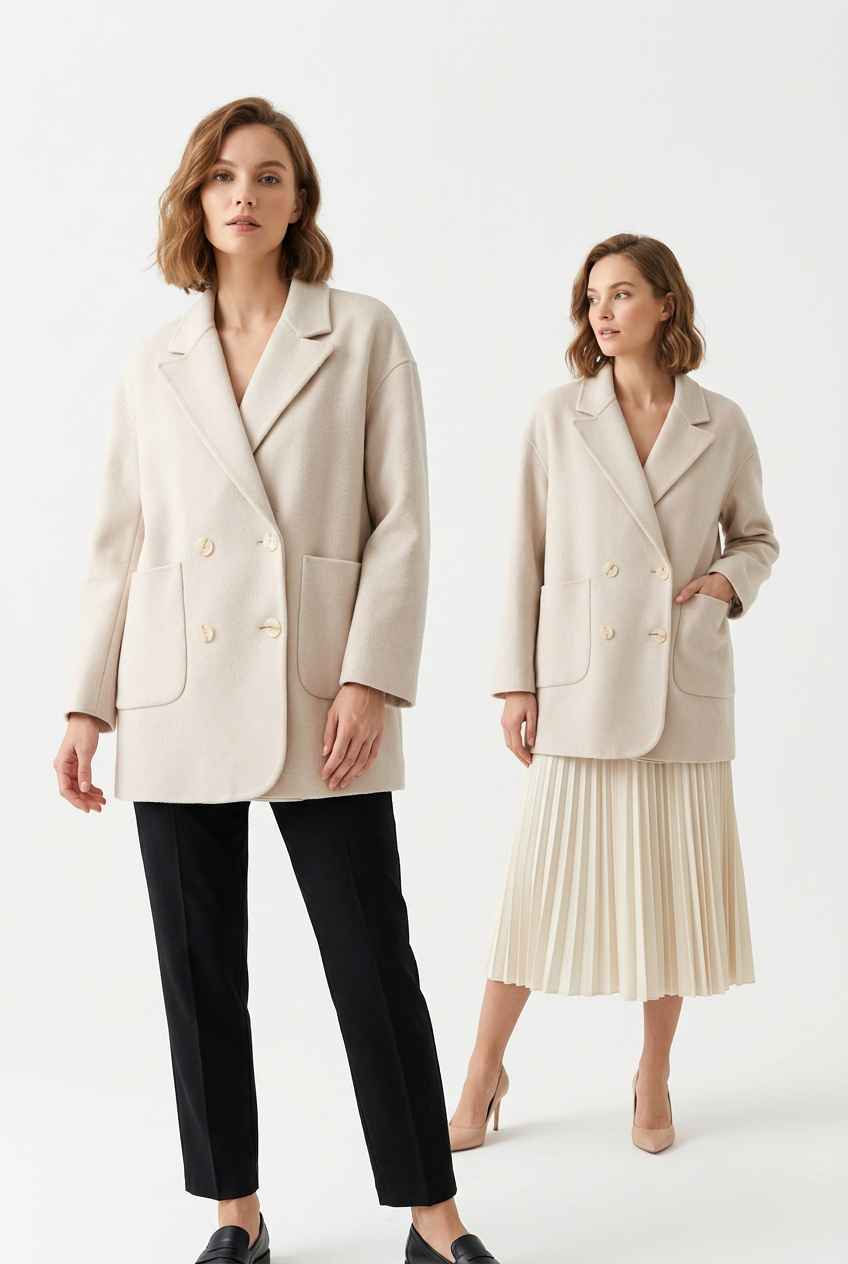 020 100% Wool Coat Blush Ivory S 6-10