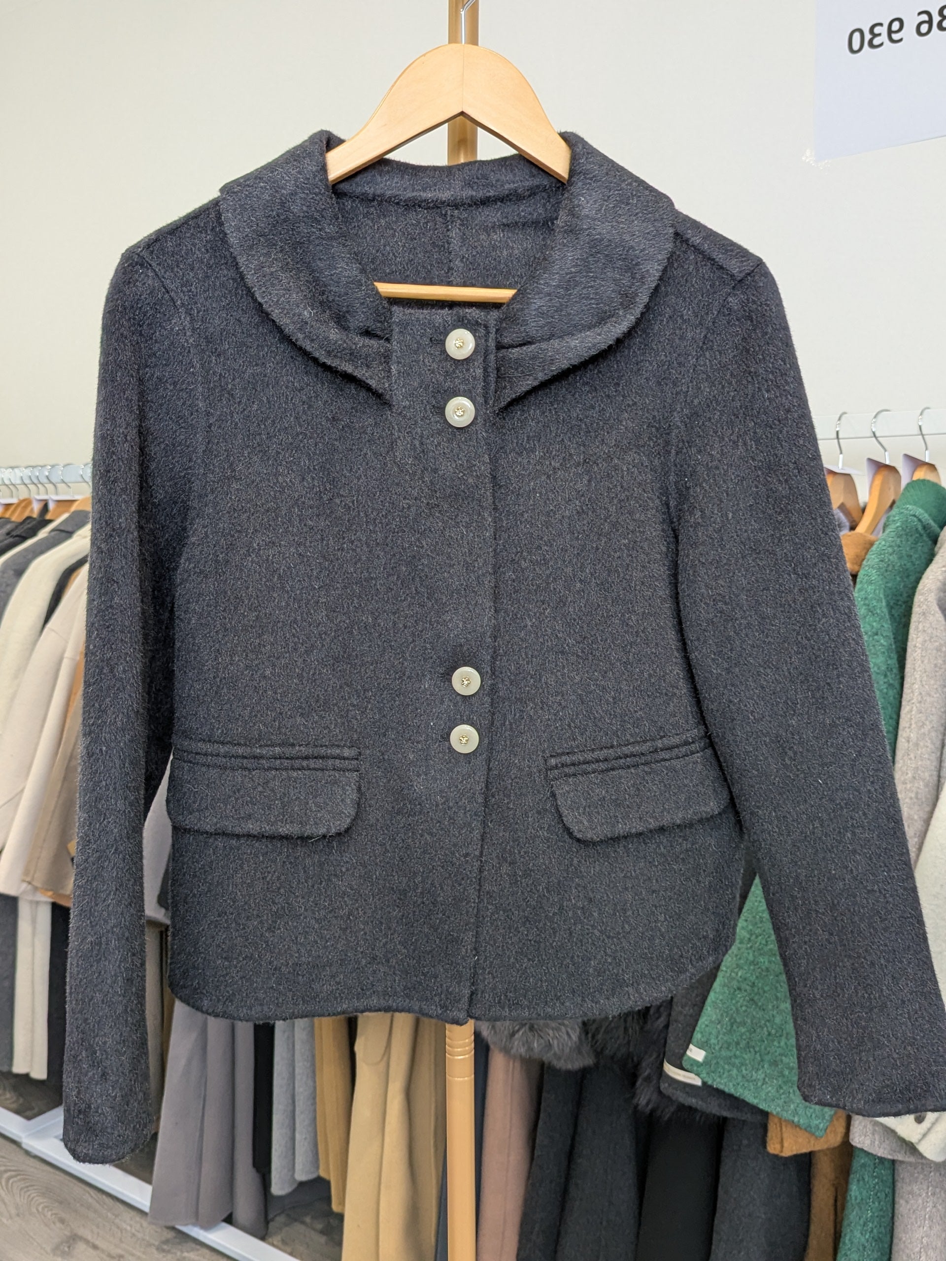 214 70% Wool Coat Charcoal M 8-10