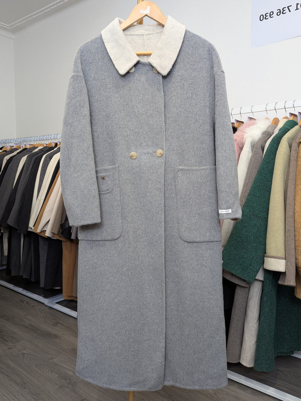 229 90% Wool Coat Grey S 10-14