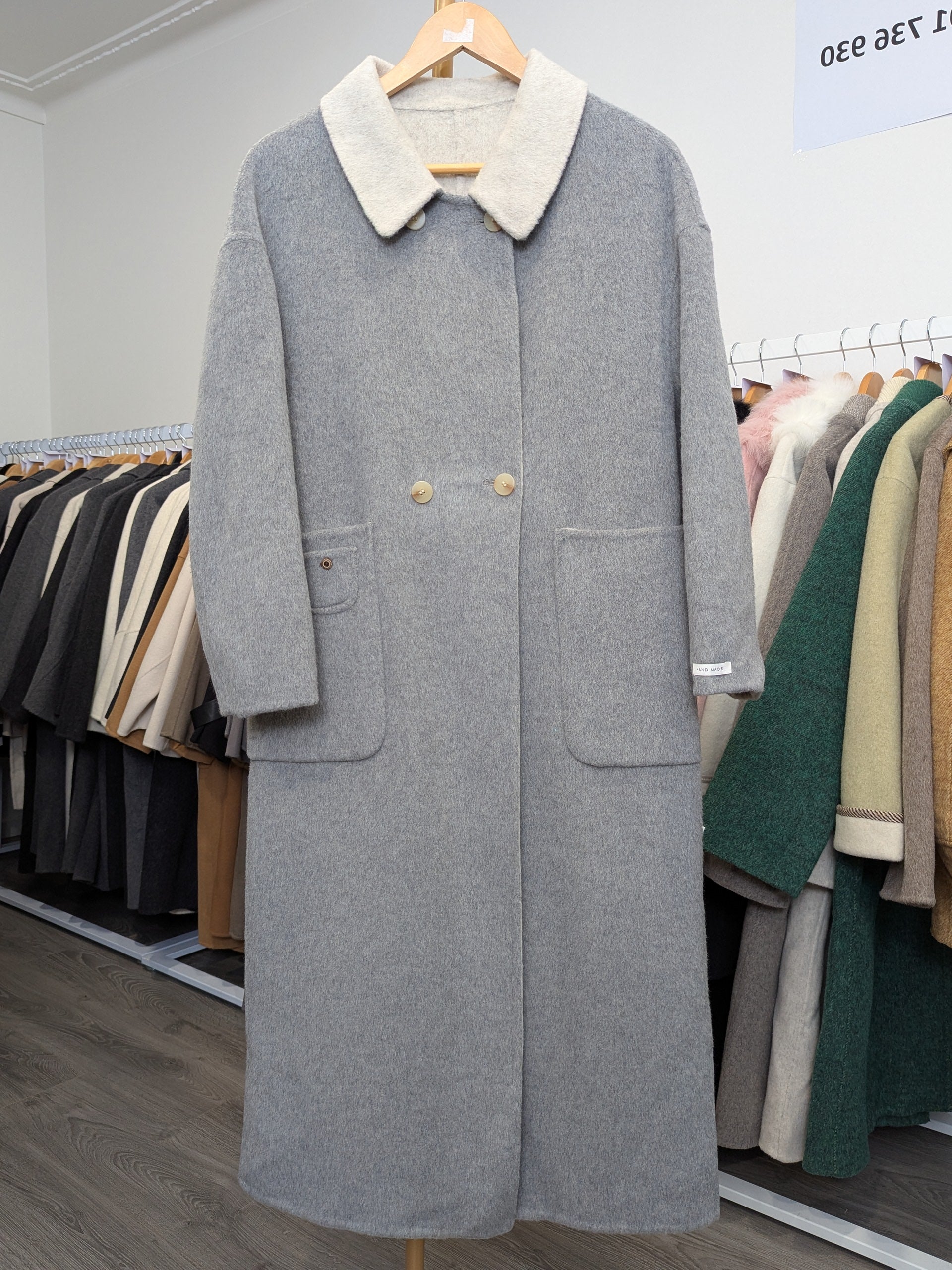 229 90% Wool Coat Grey S 10-14