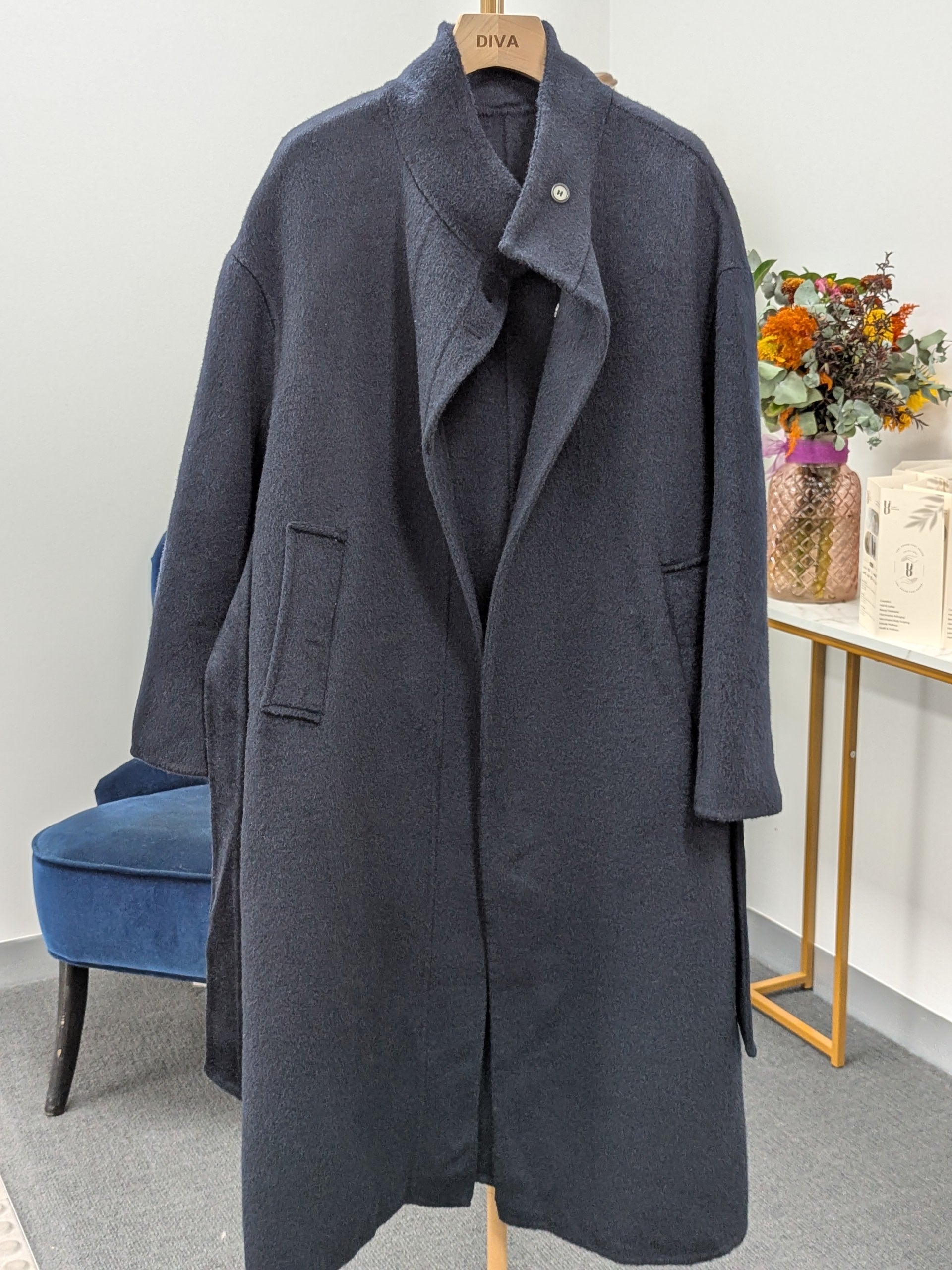 Navy Women's Pure Wool Coats Try-On Available 216 S8-12 100% Wool