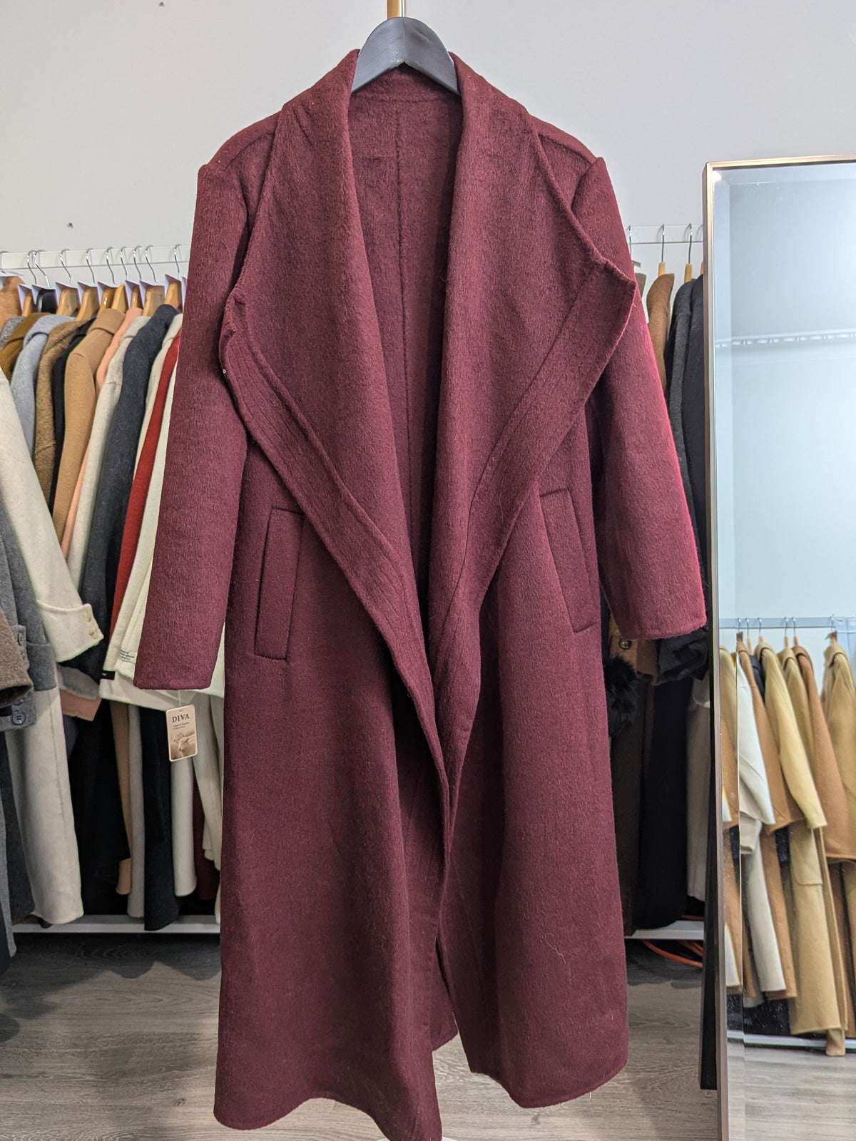 293 70% Wool Coat Burgundy S 10-12 M 12-14