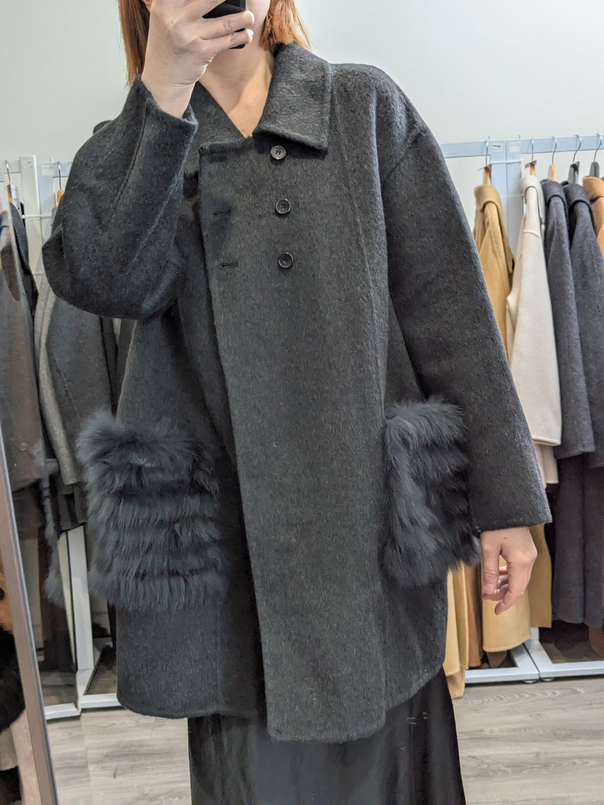 105 100% Wool Coat Charcoal M 12-14