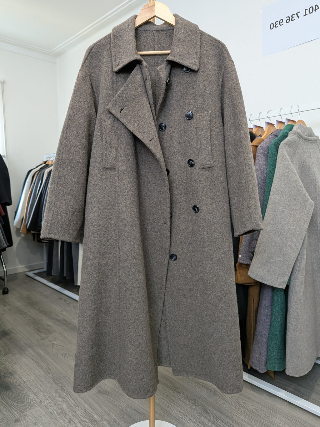 210 70% Wool Coat Mocha Grey M 10-12