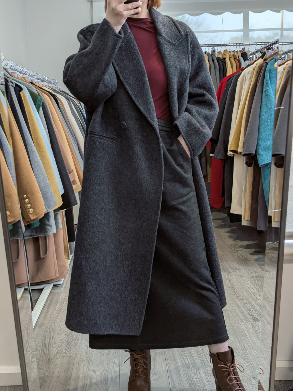 234 70% Wool Coat Dark Grey M 12-16