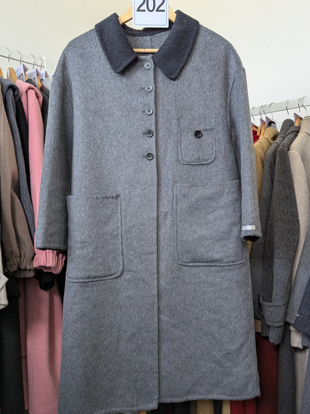 202 100% Wool Coat Grey S 8-10