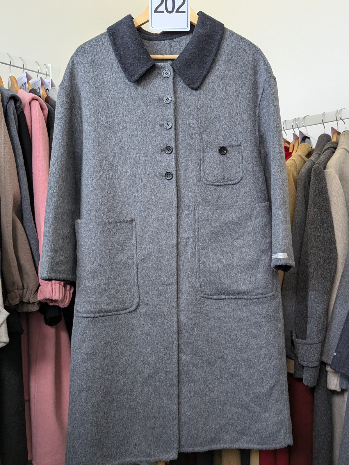 202 100% Wool Coat Grey S 8-10