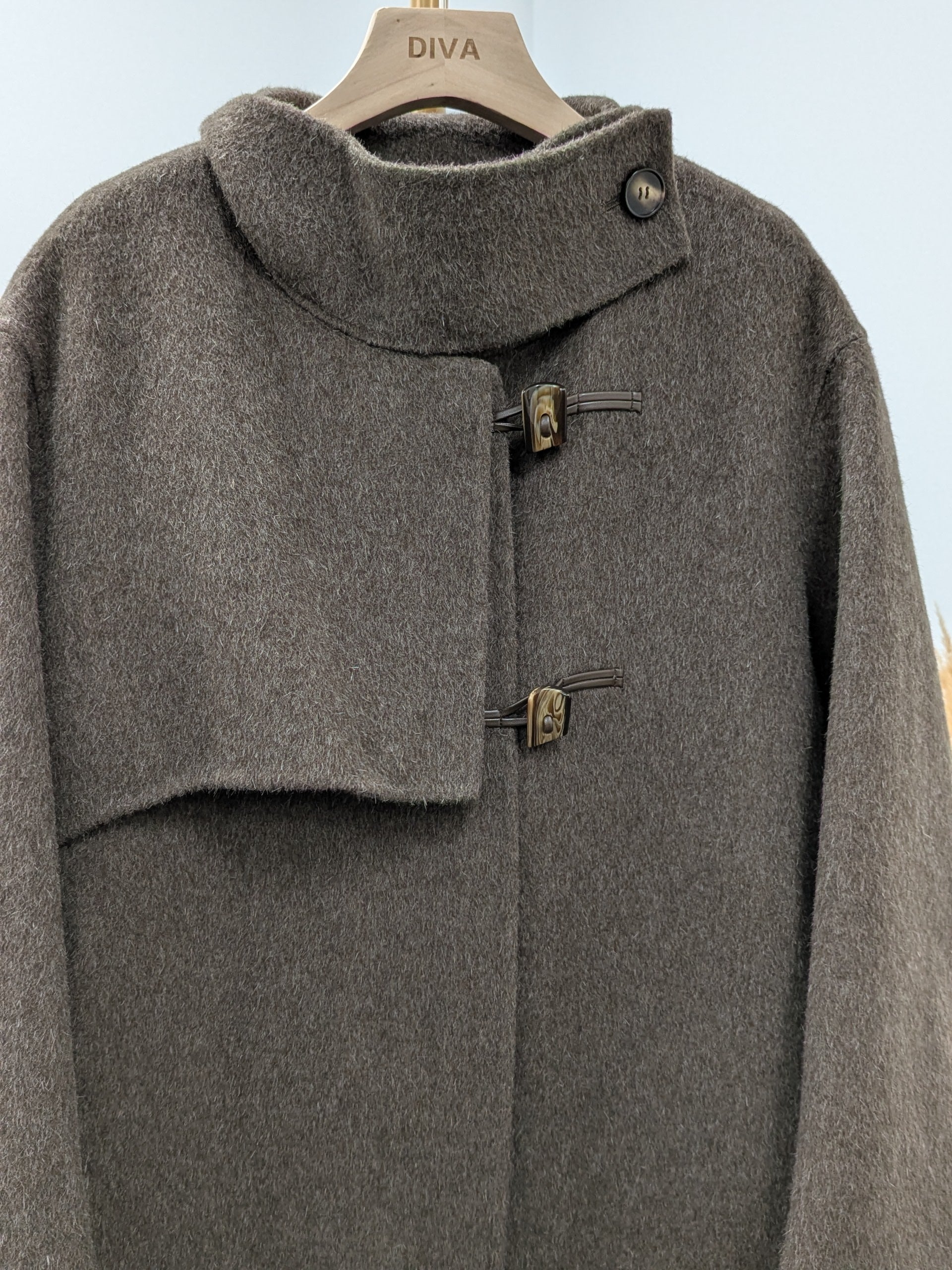 Premium Rabbit fur Yak Wool Coat Women Color Brown Grey Oat