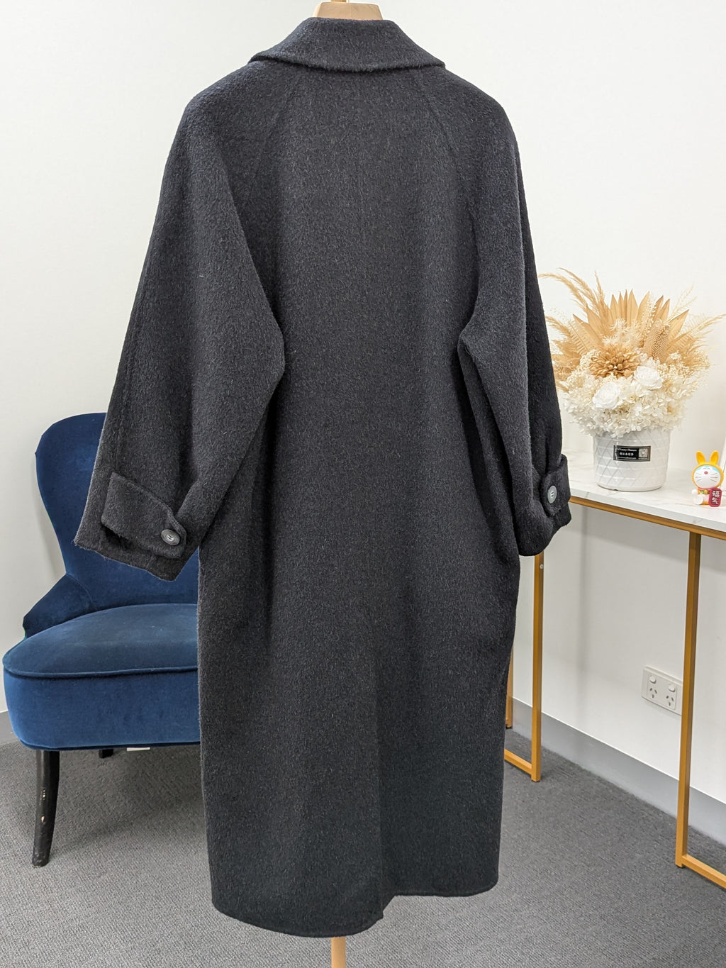 Premium Cashmere blend Wool Coat Women Brown Grey Charcoal