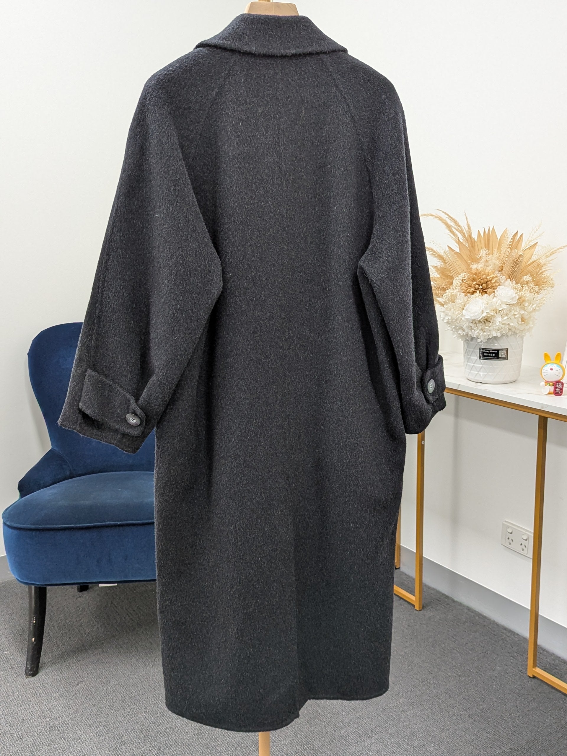 Premium Cashmere blend Wool Coat Women Brown Grey Charcoal