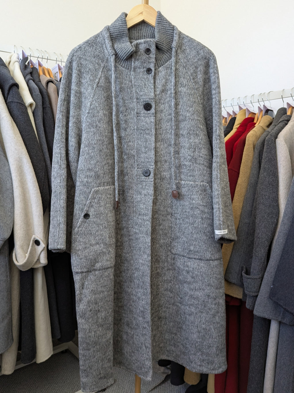 156 70% Wool Coat Grey M 10-14