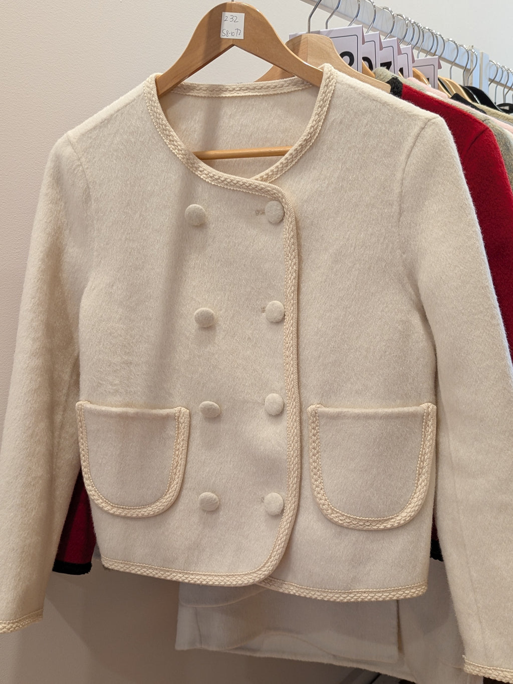 072 90% Wool Coat Cream S 8-10