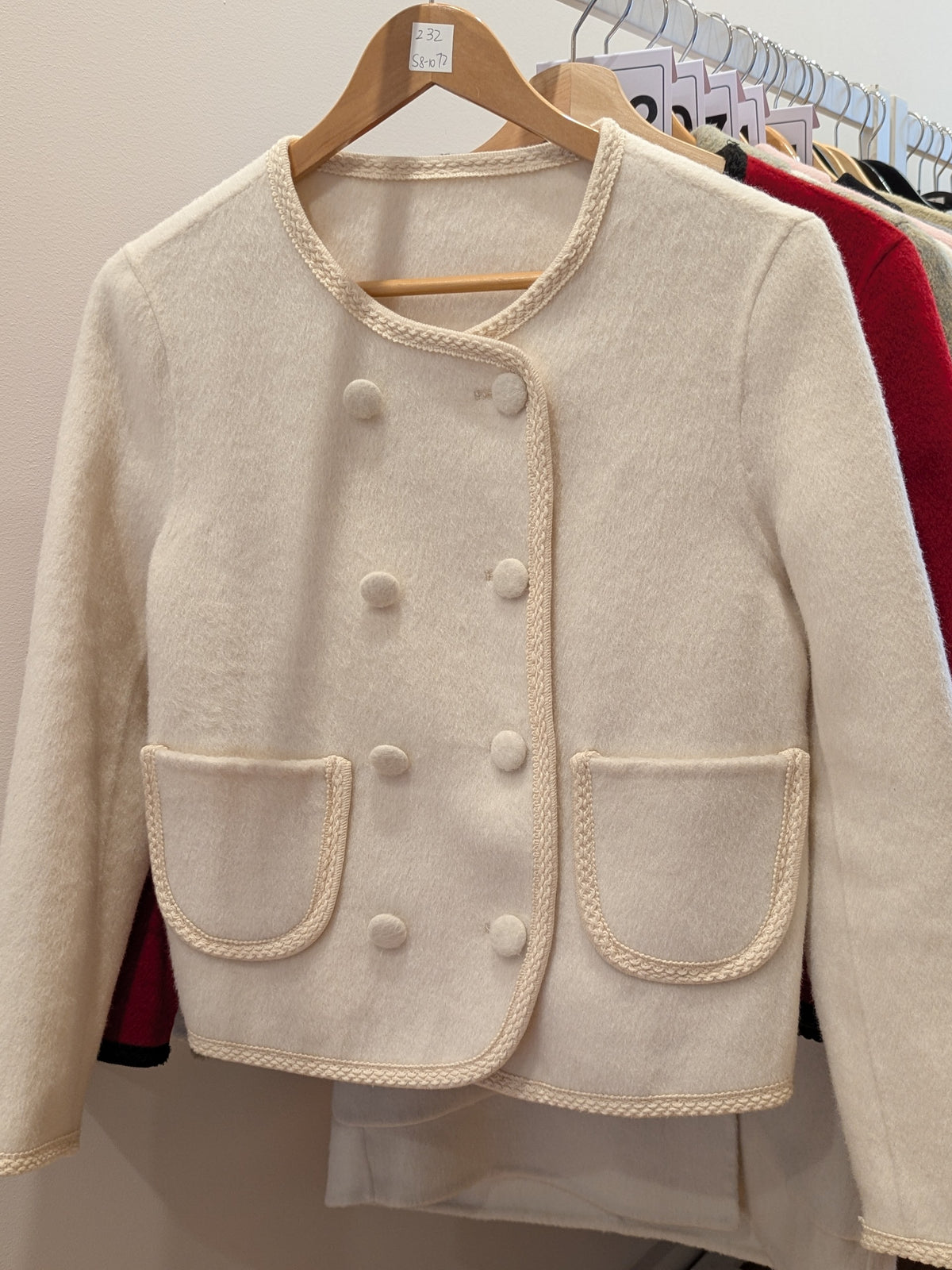 072 90% Wool Coat Cream S 8-10