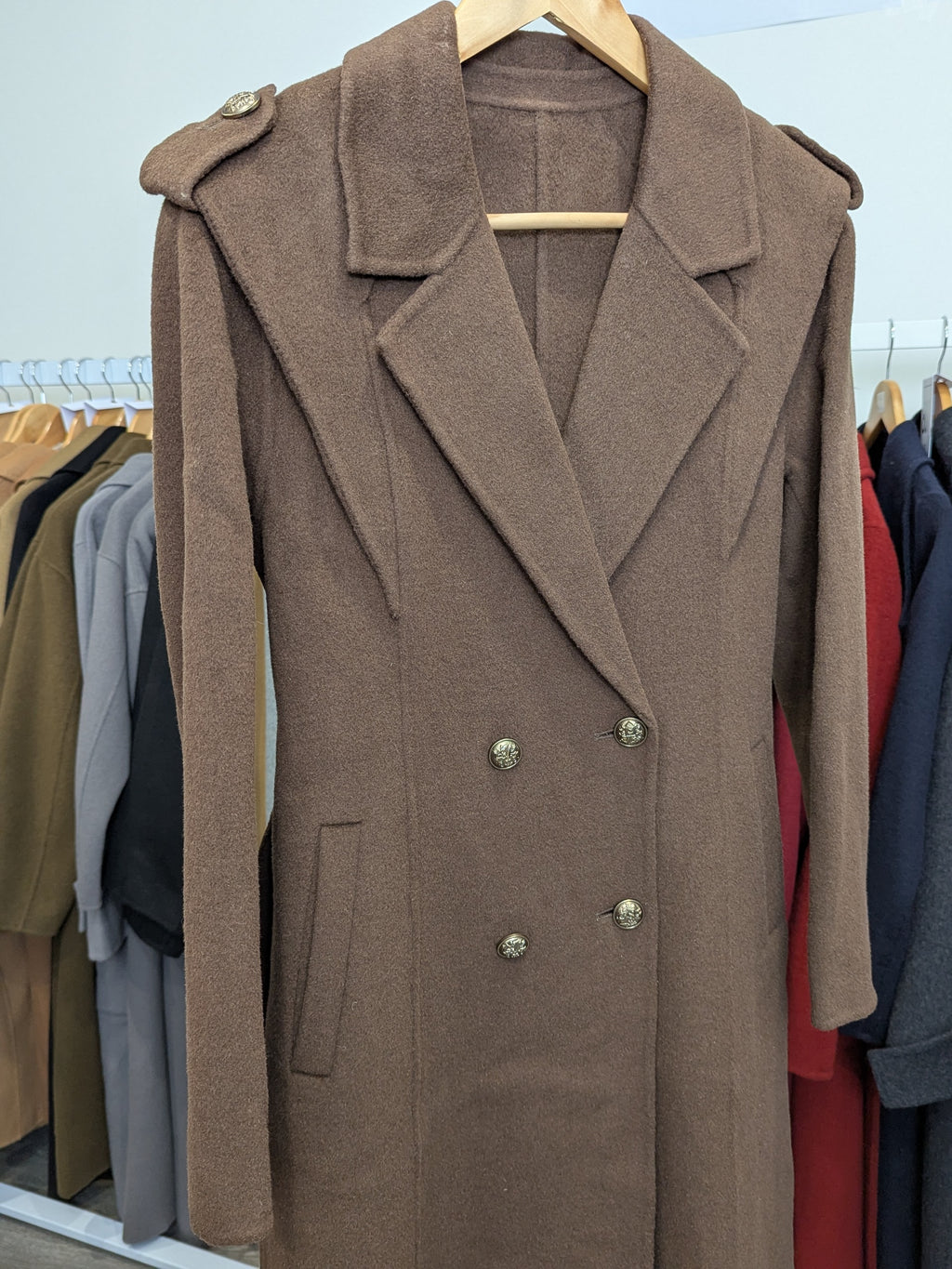 014 100% Wool Coat Chocolate